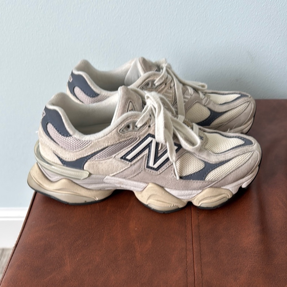 Cream and Gray Athletic Sneakers